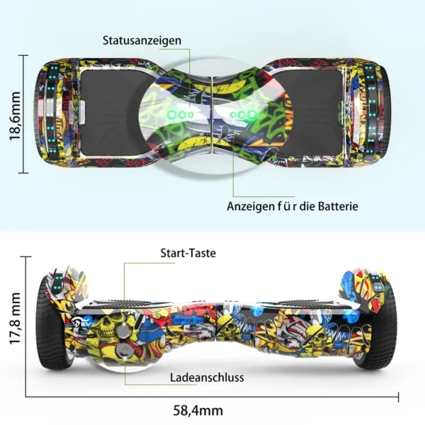 EVERCROSS TECH 6,5" Hoverboards mit Sitz, Self Balance Scooter mit Bluetooth & LED, Hover Board mit Hoverkart mit 4Ah Batterie für Kinder Jügen Erwachsen - Image 4